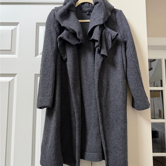 Ann Taylor Jackets & Blazers - Ann Taylor Charcoal Ruffle Trim Cape